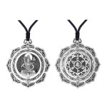 990 Silver Akasagarbha Bodhisattva Guardian Pendant - Ox & Tiger Zodiac Birth Buddha